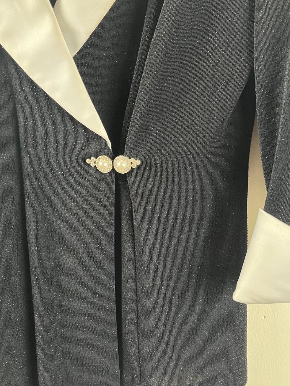 Vintage Black Evening Jacket By Alex Evening Satin Trim - Picture 4 of 6